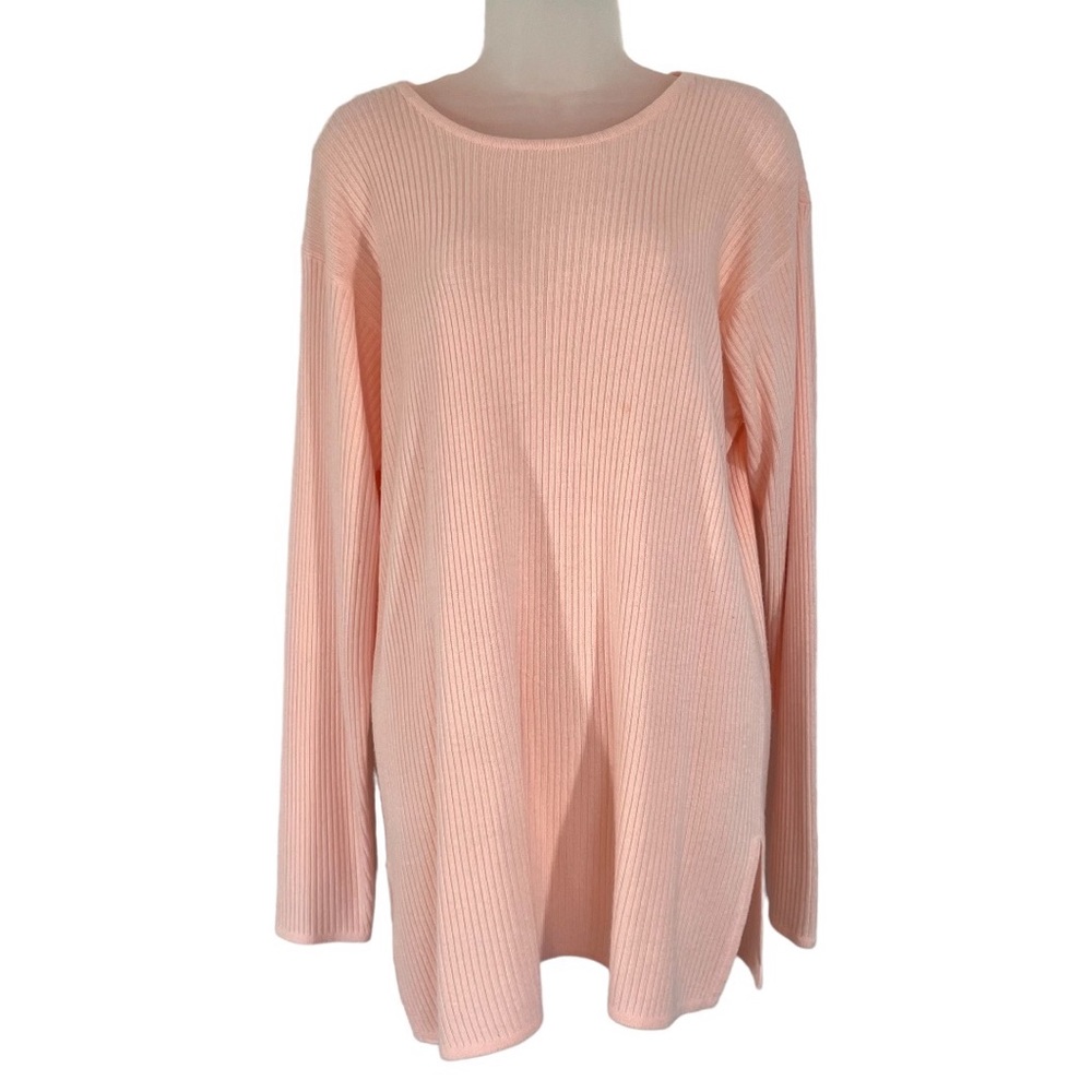 Vintage Pink Peach Long Ribbed Sweater Fall Winter